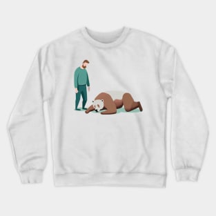 Playing Possum: When Humans and Bears Meet Crewneck Sweatshirt